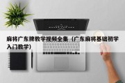 麻将广东牌教学视频全集（广东麻将基础初学入门教学）